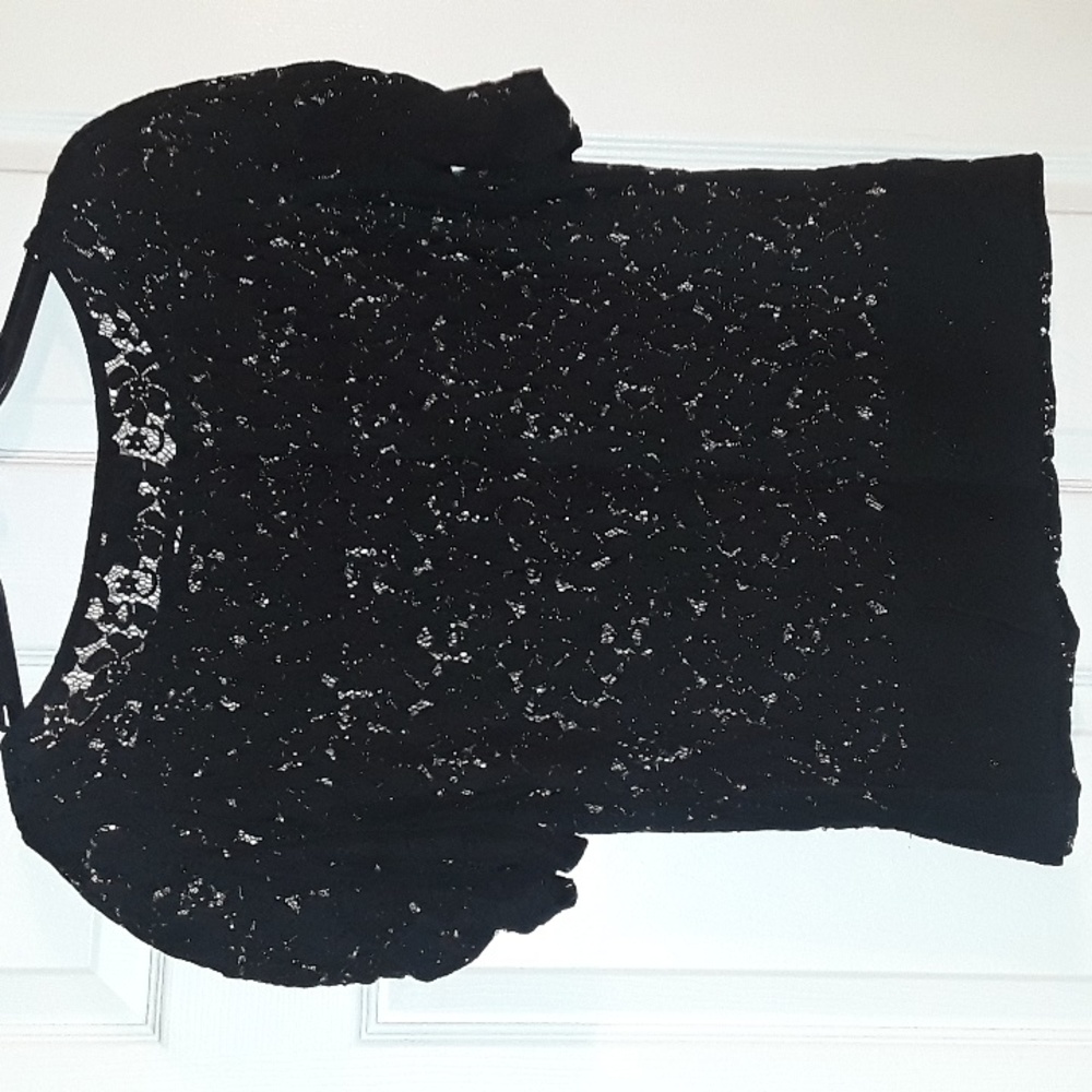 The Limited Black Lace Short Sleeved See Thru gorgeous Top sz Small